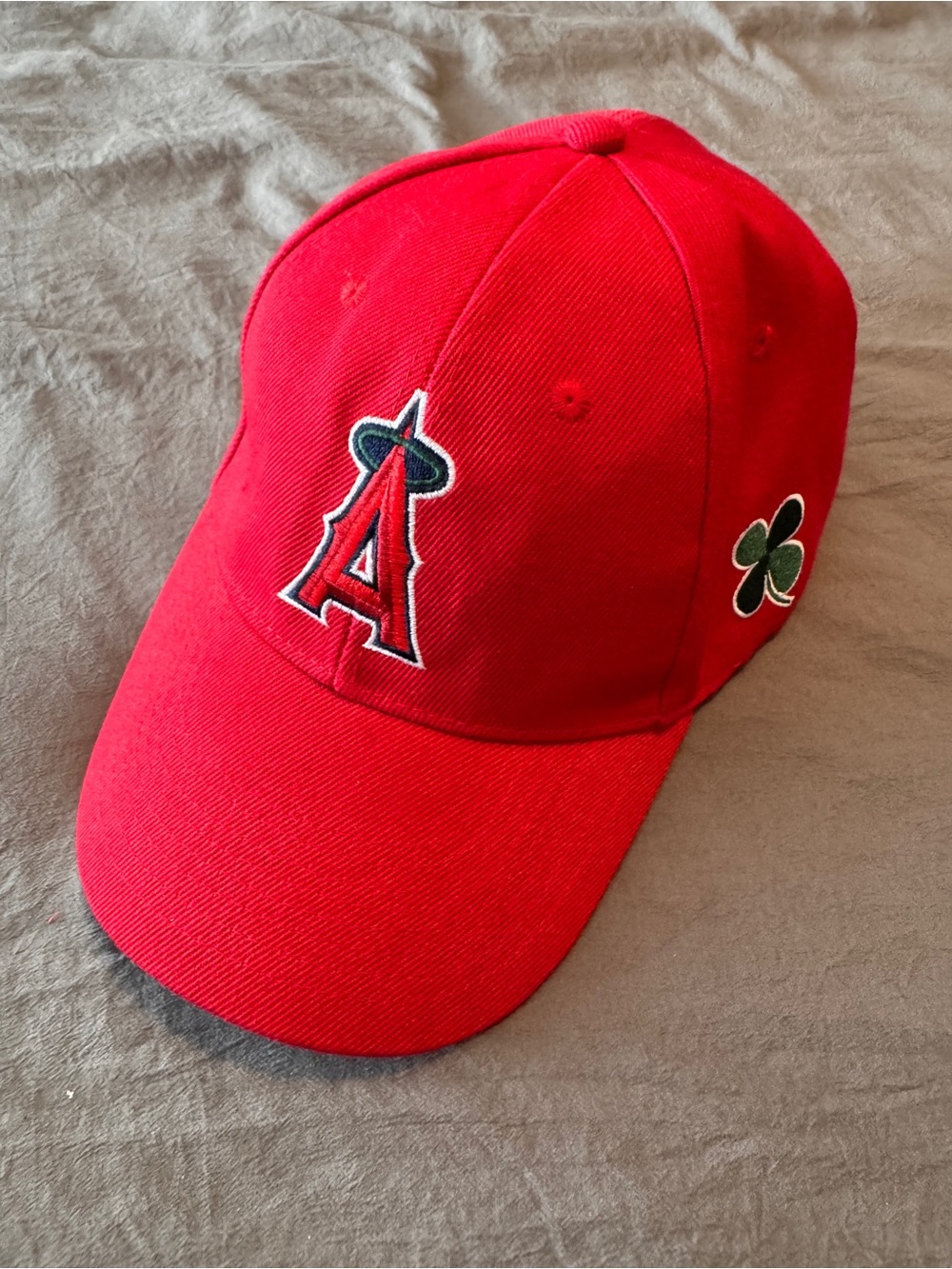 Los Angeles Angels Red Baseball Cap with Clover Patch